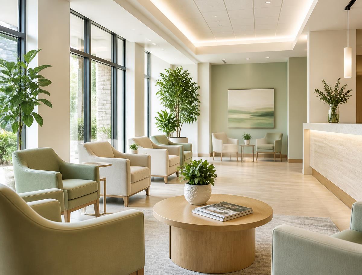 Bright, modern patient lounge at Harley Street Medical & Wellness in London